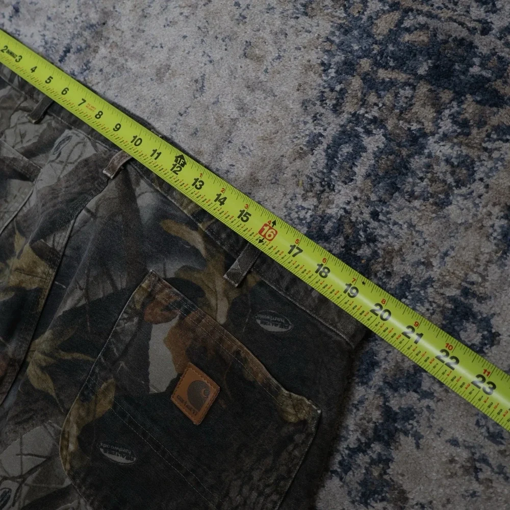 Vintage Carhartt Camo B158 Dungaree Pants 40x30 Y2K Leather Patch 2006 Workwear